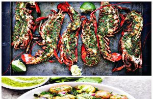 Grilled Chimichurri Lobster & Chimichurri Potato Salad